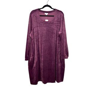 Pure Jill Velvet Tunic Shift Dress Size 2X Huckleberry Long‎ Sleeve Pockets NWT